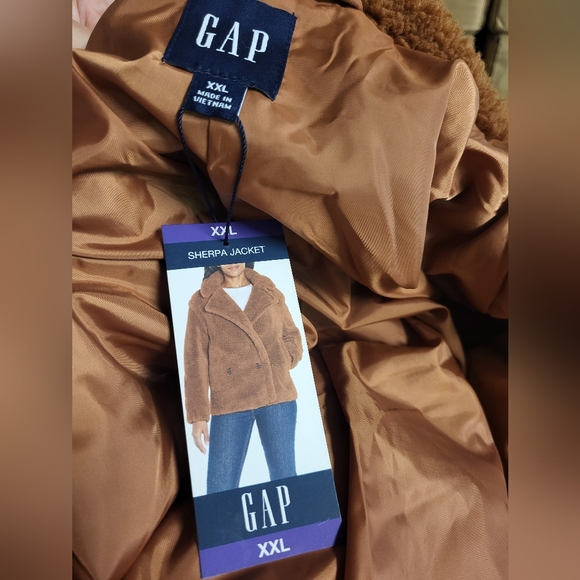 NWT GAP Women's Sherpa Button Jacket XXL 1X 2XL "Argan Oil" - Picture 2 of 3
